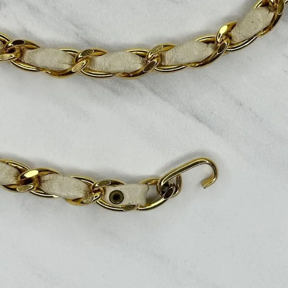 Faux Leather Woven Gold Chain Belt Double Hook Y2K Style Extra Small/Small ✨